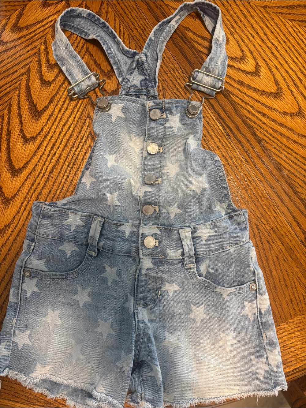 Jordache Light Blue Star-Print Denim Short Overalls